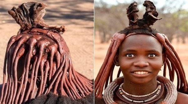 «النساء الحمراوات».. قبيلة في ناميبيا تستخدم الطين لتسريحات الشعر