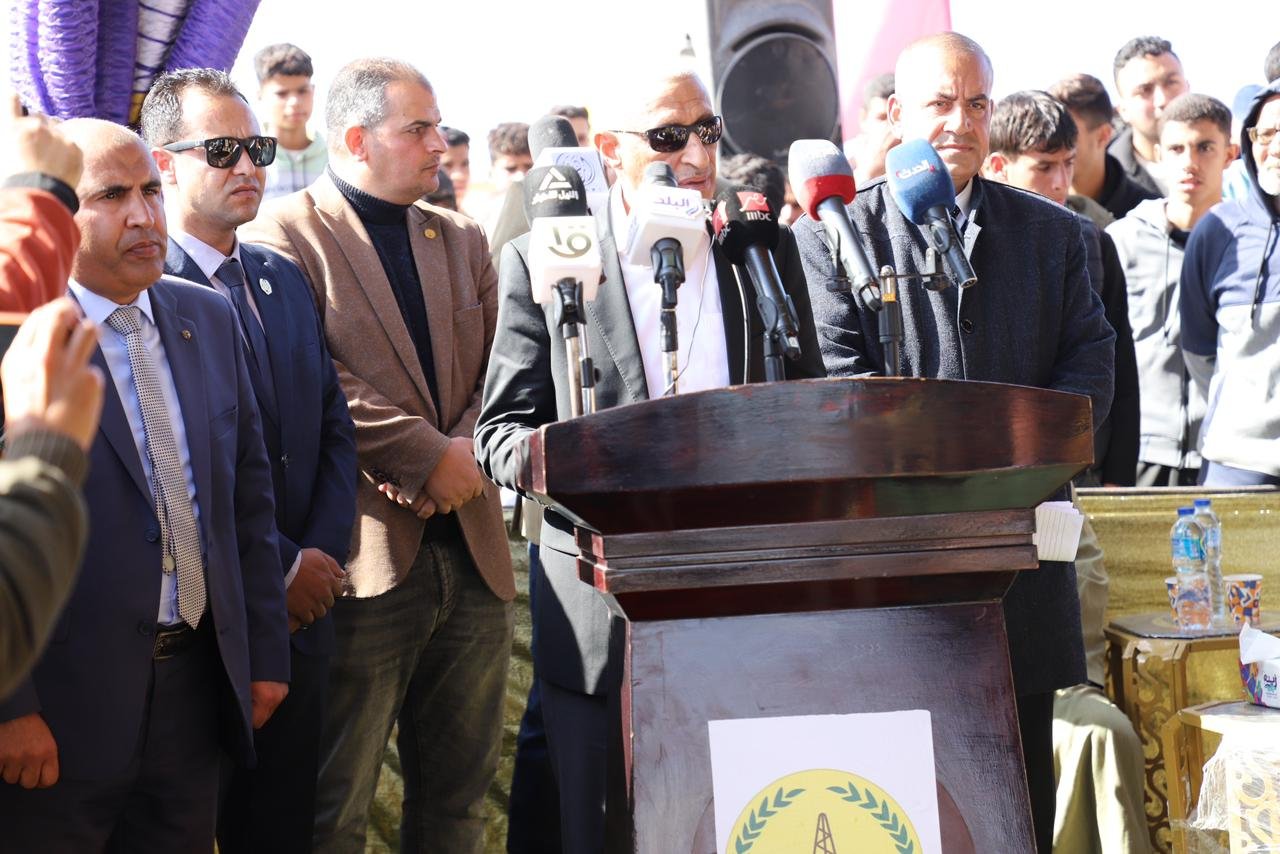 مؤتمر صحفي خلال مراسم تسليم الوحدات السكنية لأهالي رفح